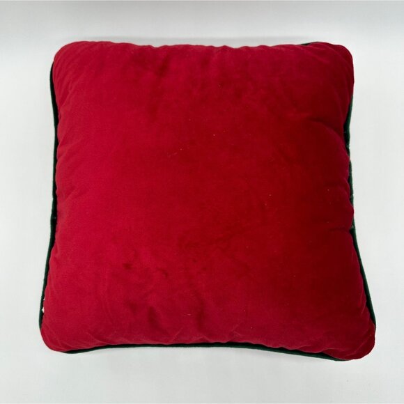 Vintage Christmas Tree Throw Pillow Red Green Velvet Sequins Holiday Decor - Picture 2 of 7